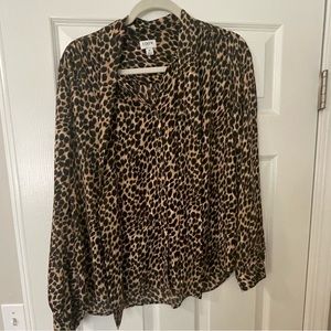 J-Crew Cheetah Tie-Front Blouse